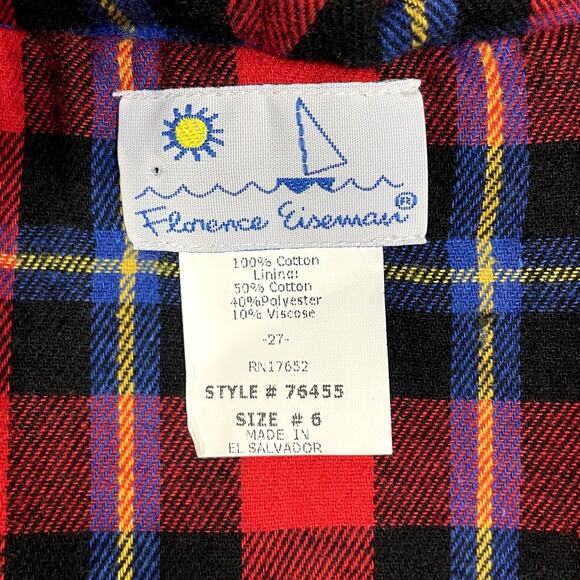 Florence Eiseman Corduroy Full Zip Hooded Jacket Plaid Lined Navy Size 6 Classic - Picture 7 of 7